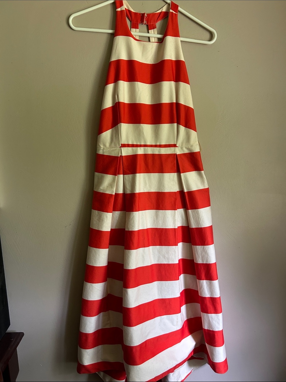 Gorgeous summer Paper Crown striped orange and cream pleated skirt❤️🤍